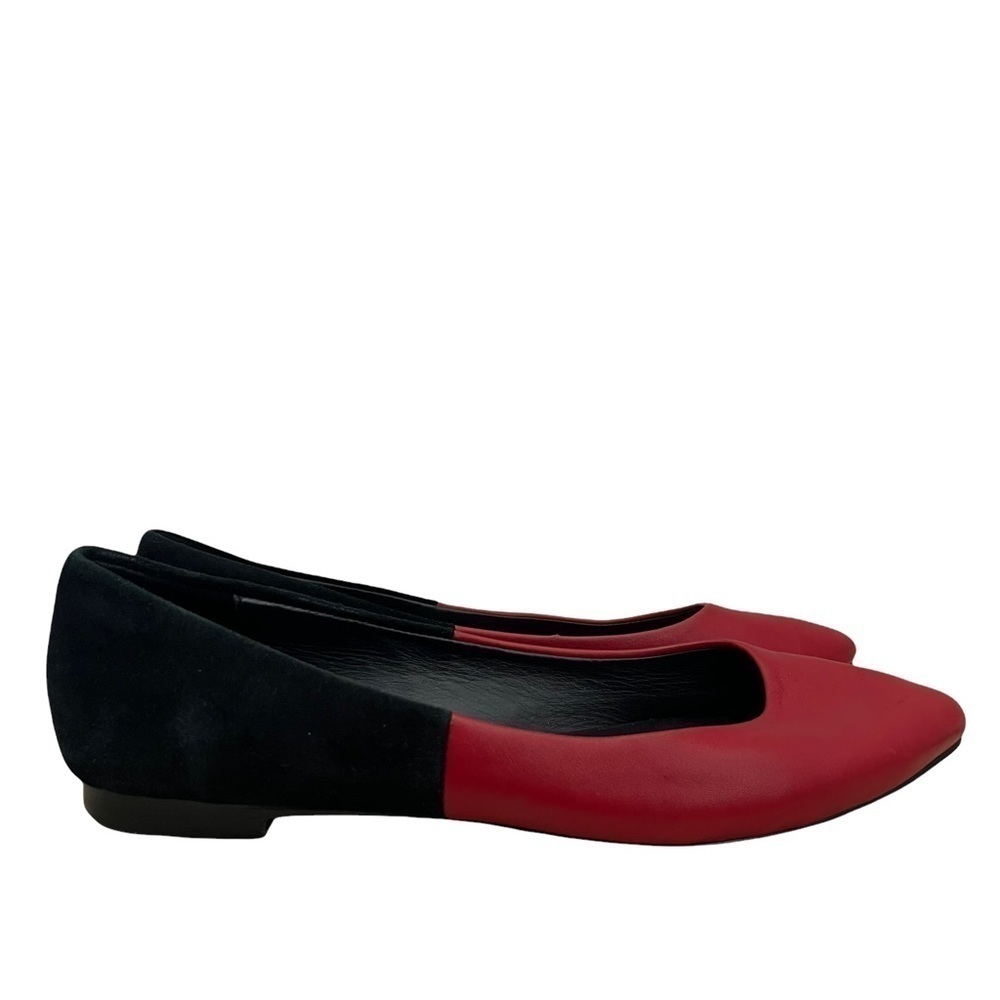 Theory Lili Red & Black Two Toned Leather‎ Pointed Toe Flats 39